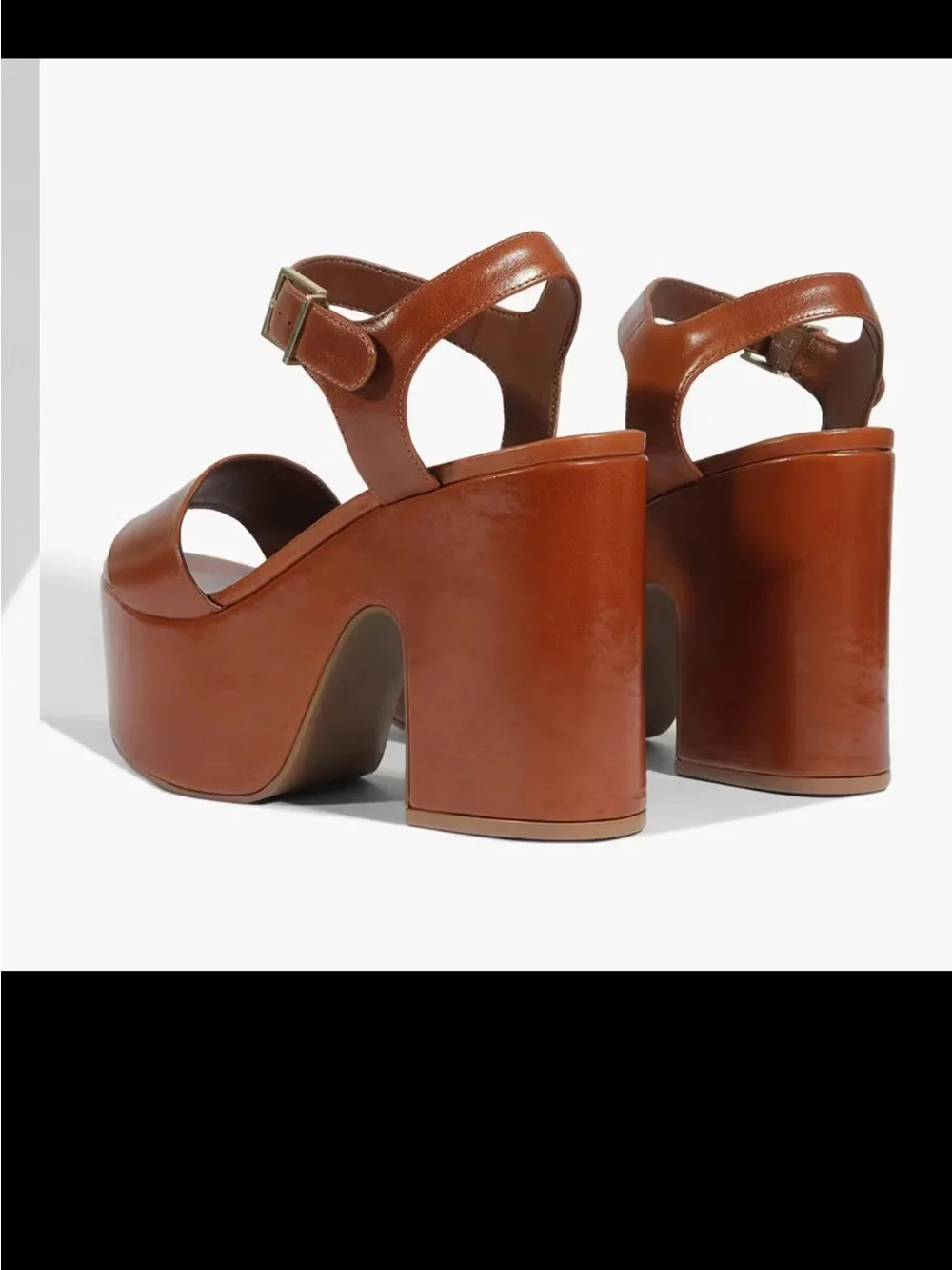 Platform Block Heel Sandals - Brown